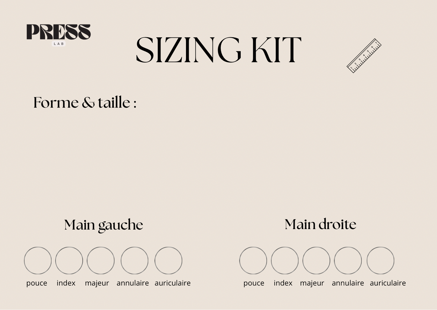 Sizing kit